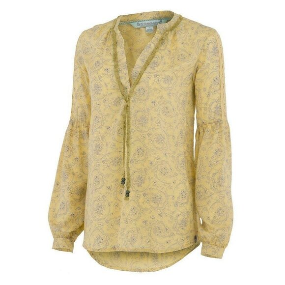 Noble Outfitters XXL Shirt Yellow Paisley Peasant Blouse Folklore Lace 21007 - Picture 16 of 16